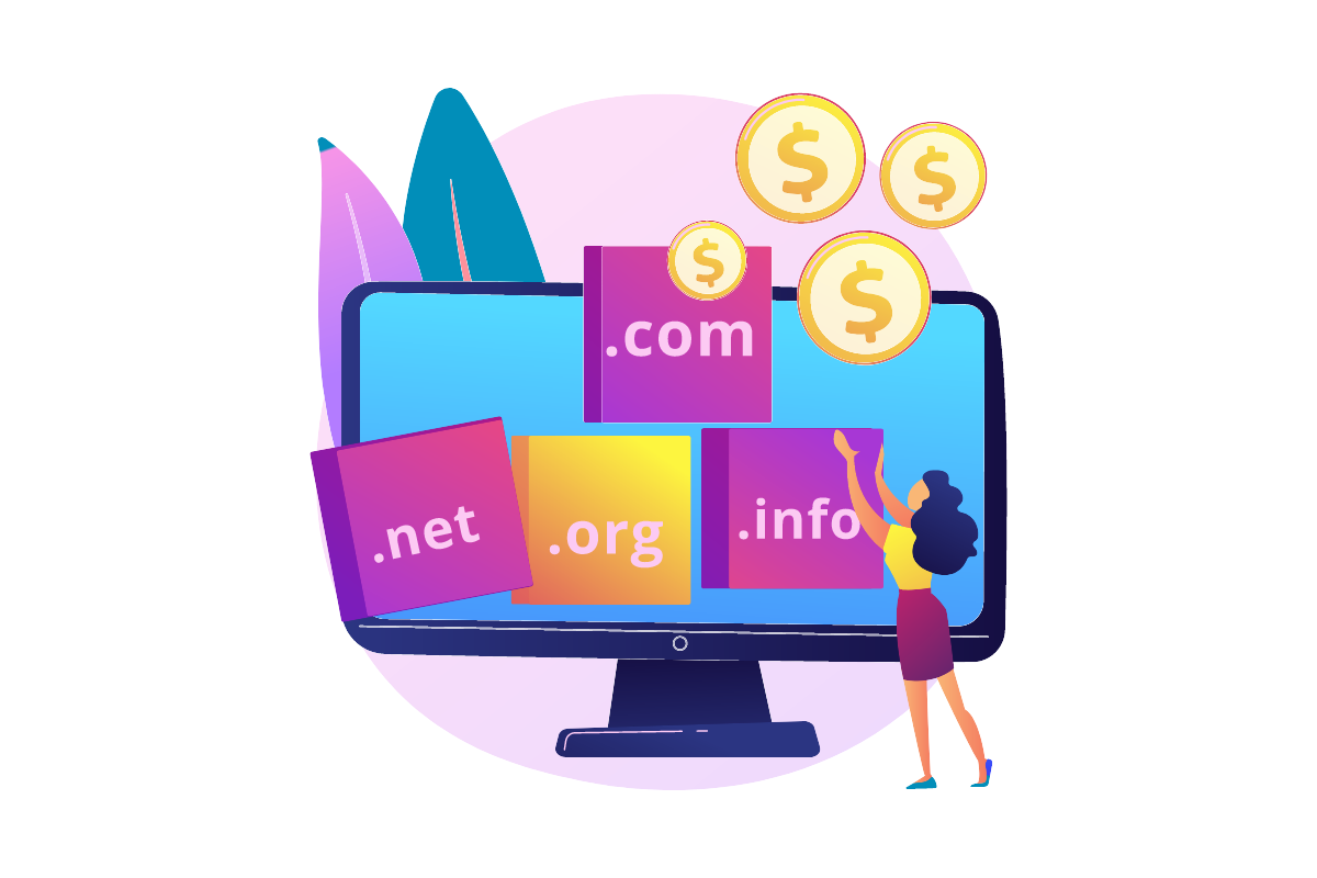 Image of a woman showing Essential Tips for Buying a Domain Name